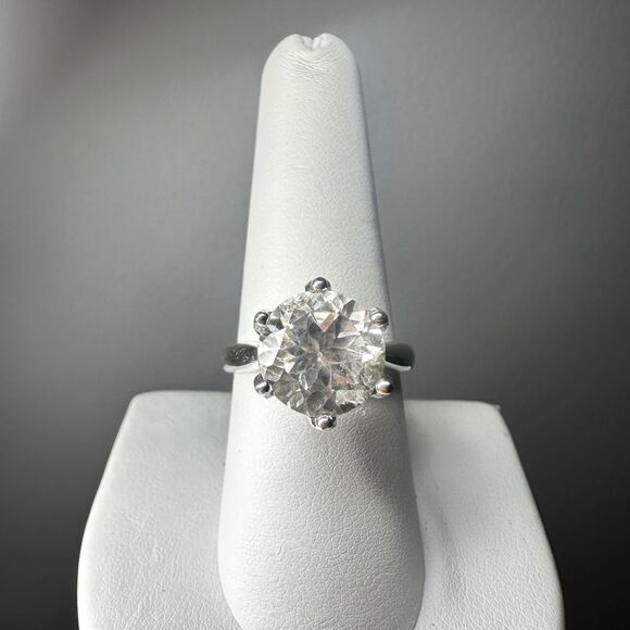 NWOT 11mm round cut Quartz solitaire statement ring in solid sterling silver! - Picture 1 of 14